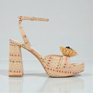 Dolce Vita Paulos Raffia Platform Sandals Pastel Multi Size 13